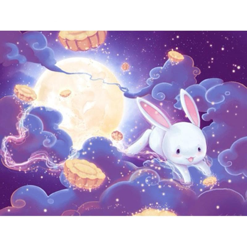 5D DIY Diamond Painting Jade Rabbit Embroidery Mosaic Cross Stitch Rhinestone Decor 20X30CM
