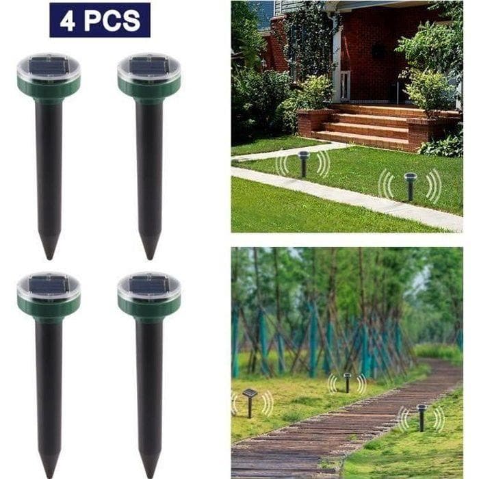 4PCS répulsifs solaires Anti-Taupes répulsif ultrasonique pour extérieur sans Taupes, sans Poison de Vole
