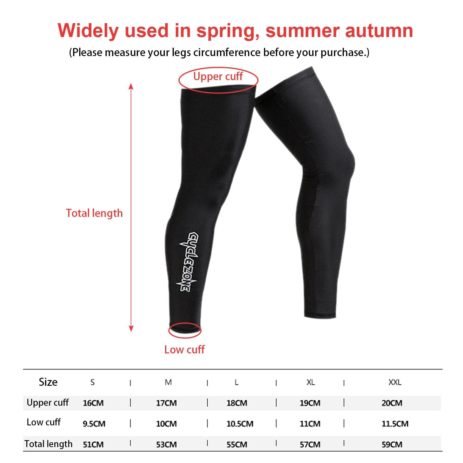 1 Pair Unisex Long Leg Sleeves Summer Sun Protection Leg Cover for Bike Cycle Hiking Running L