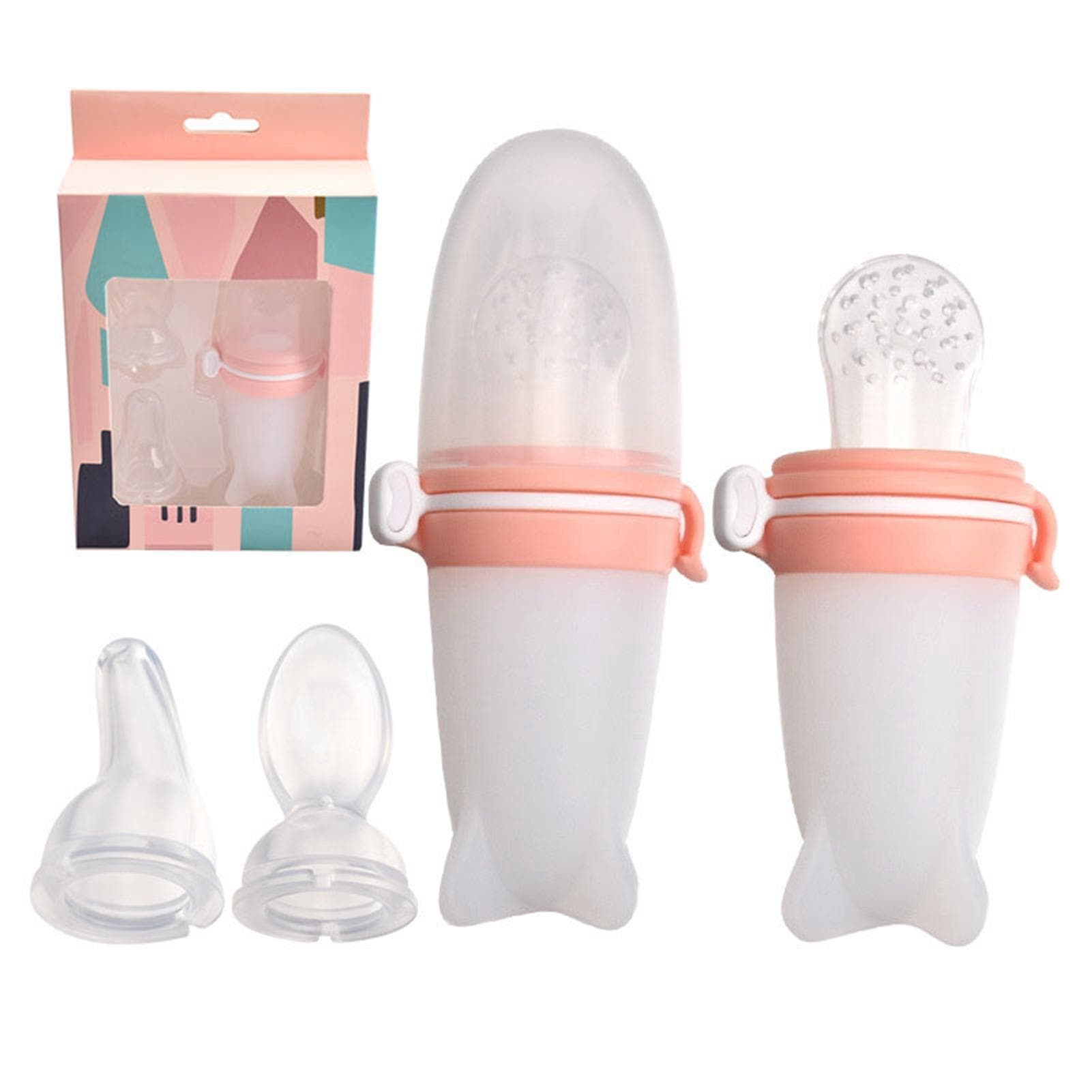 3 in 1 Baby Feeding Bottle 3pcs Soft Nipple Portable Elastic Silicone Teething Feeding Bottle Light