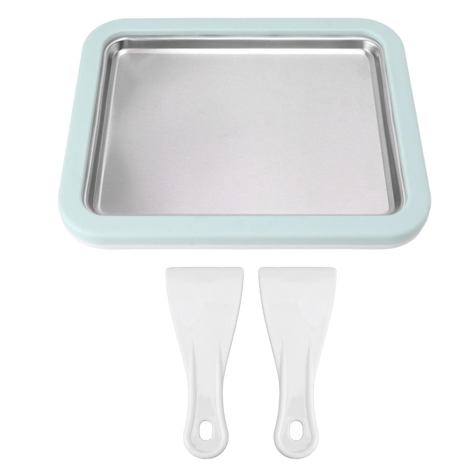 Rolled Ice Cream Maker Stainless Steel Instant Cold Pan Plate Homemade DIY Serve with 2 Spatula for