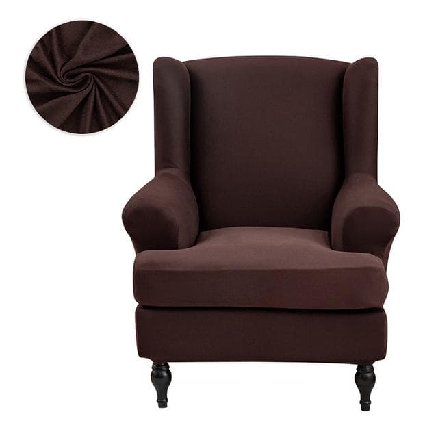 Solid Color Sloping Arm King Back Chair Cover Elastic Armchair Wingback Wing Sofa Back Chair Cover Stretch Protector Slipcover Universal Size