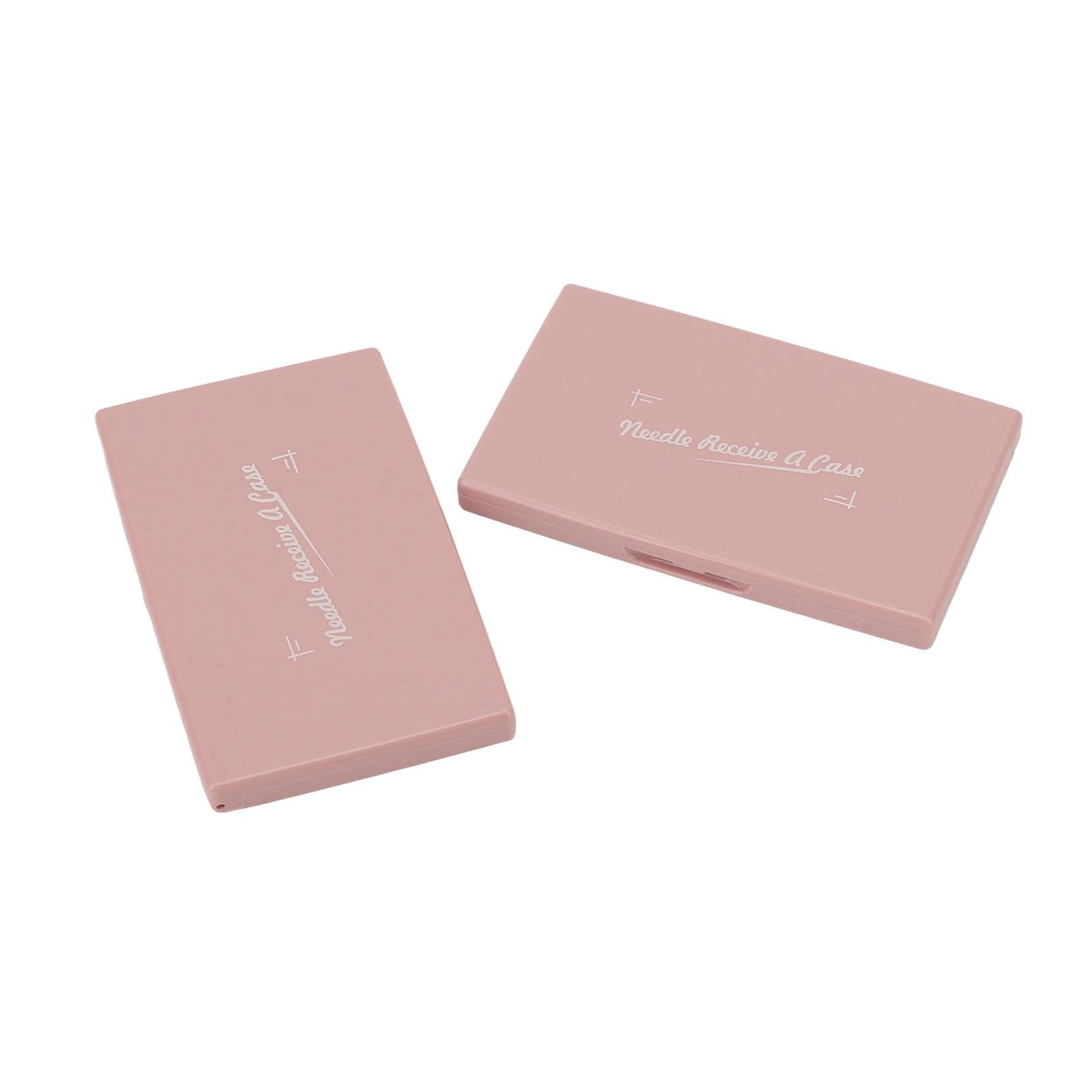 2pcs Magnetic Needle Case Pink Rectangle Shape Plastic Magnet Portable Sewing Pin Holder for Metal