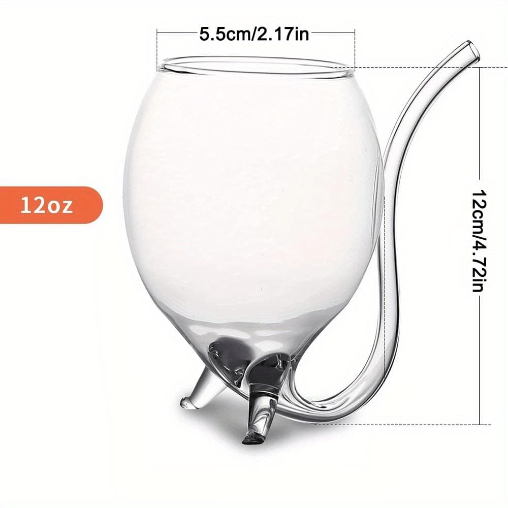 2pcs Vampire Wine Glass 12oz Creative Cocktail Glasses Decanter Cups Mugs with Built-in Straw for Cocktail Wine Juice Ice Cream