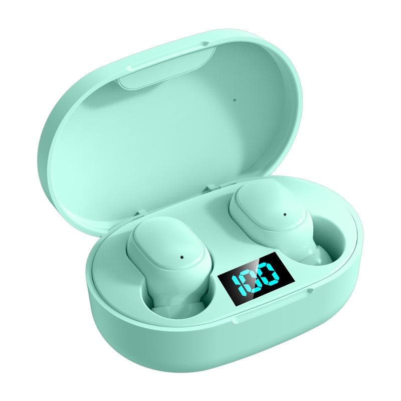 Updated E6S TWS Wireless Earphones For Xiaomi Huawei LED Digital Display Subwoofer HiFi Stereo Music With HD Microphone Noise Cancel Headset In-Ear green