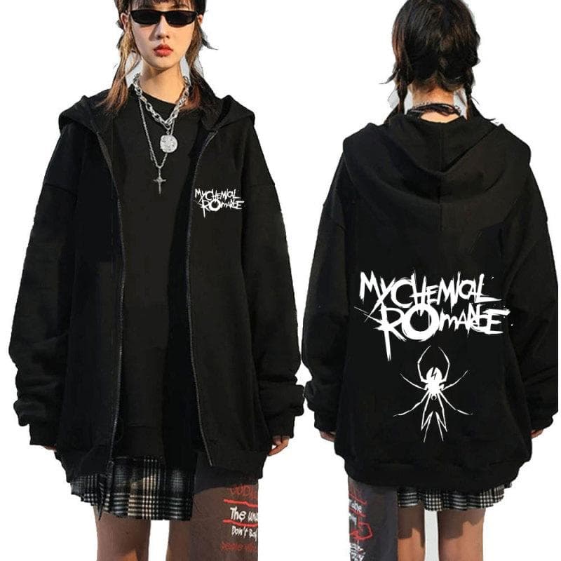 Rock Band My Chemical Romance Mcr Dead Zipper Hoodie Black Parade Punk Emo Zip Up Sweatshirt Men Fashion Vintage Hoodies Coats L