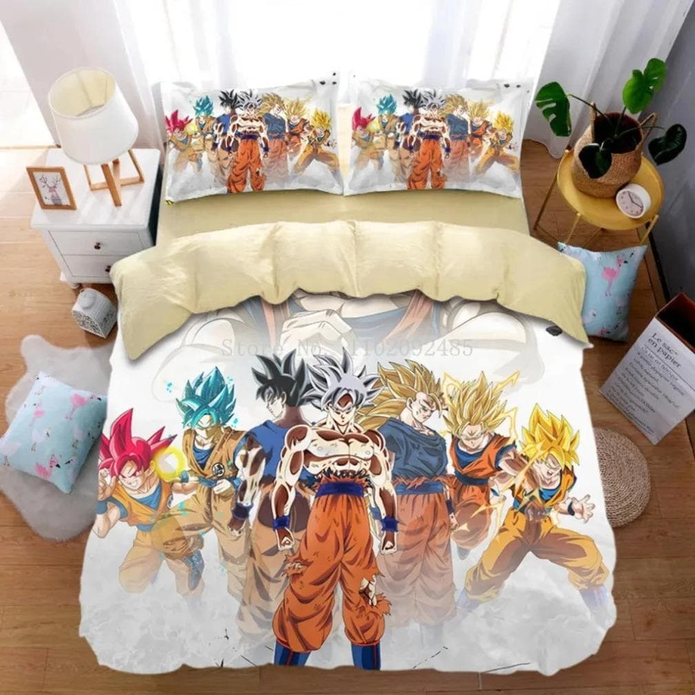 Anime Dragon-Ball Bedding Set,Goku Duvet Cover,Duvet Comforter Quilt Cover Set Super Saiyan Bedding Set For Adult Kids Children 135x200cm 2pcs