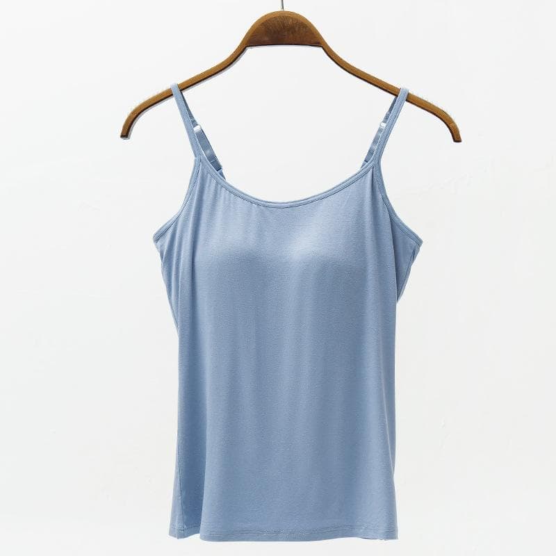 YYFS Women's Fashion Summer Spring Casual Solid Color Print Sleeveless Sexy Slim Camis & Tank Tops M light blue