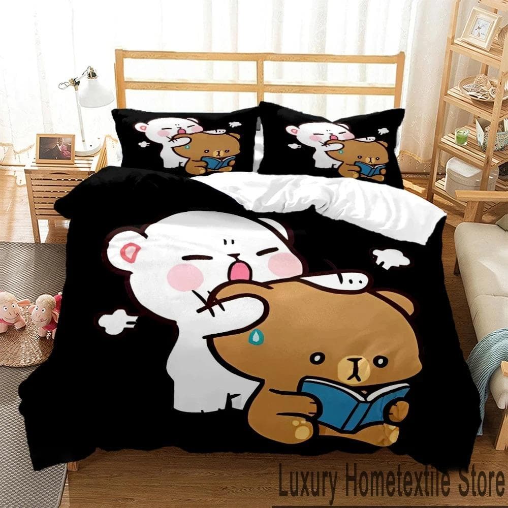 3D Print Bubu Dudu Cartoon Bear Panda Bedding Set Boys Girls Twin Queen King Size Duvet Cover Pillowcase Bed boys Adult AU Single 140x210cm