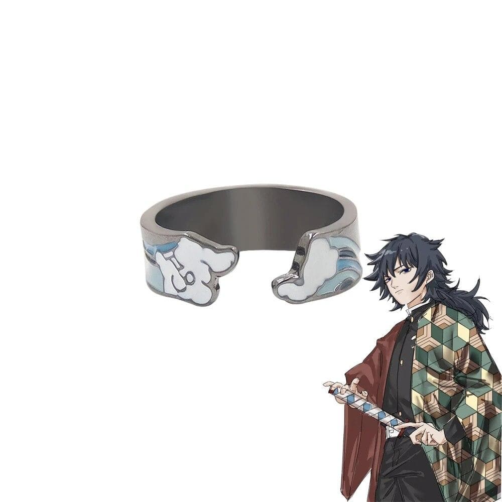 Demon Slayer Series Cosplay Ring Kimetsu No Yaiba Metal Enamel Open Adjustable Finger Ring for Women Men Anime Accessories resizable