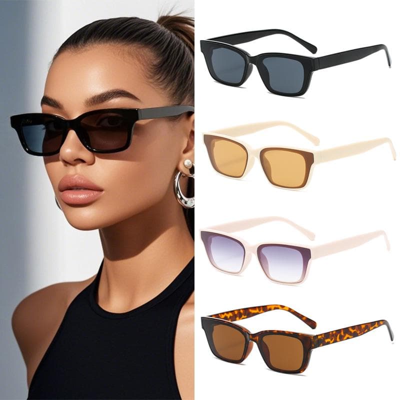 4pcs Trendy Sunglasses Women Retro Small Rectangle Sun Glasses Female Vintage Square Eyewear UV400 Outdoor