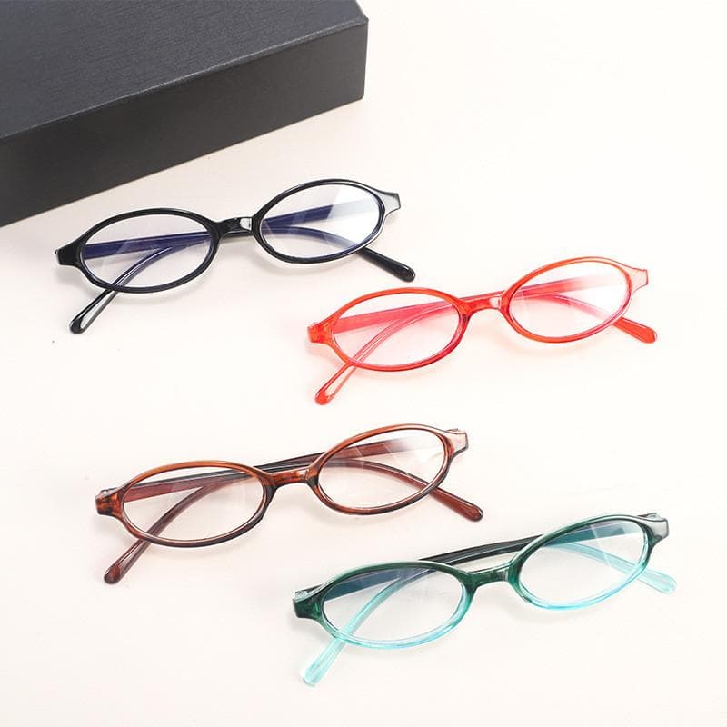 4PCS Women's Y2K Retro Oval Frame Glasses Transparent Lens Fashionable Small Frame Computer Glasses