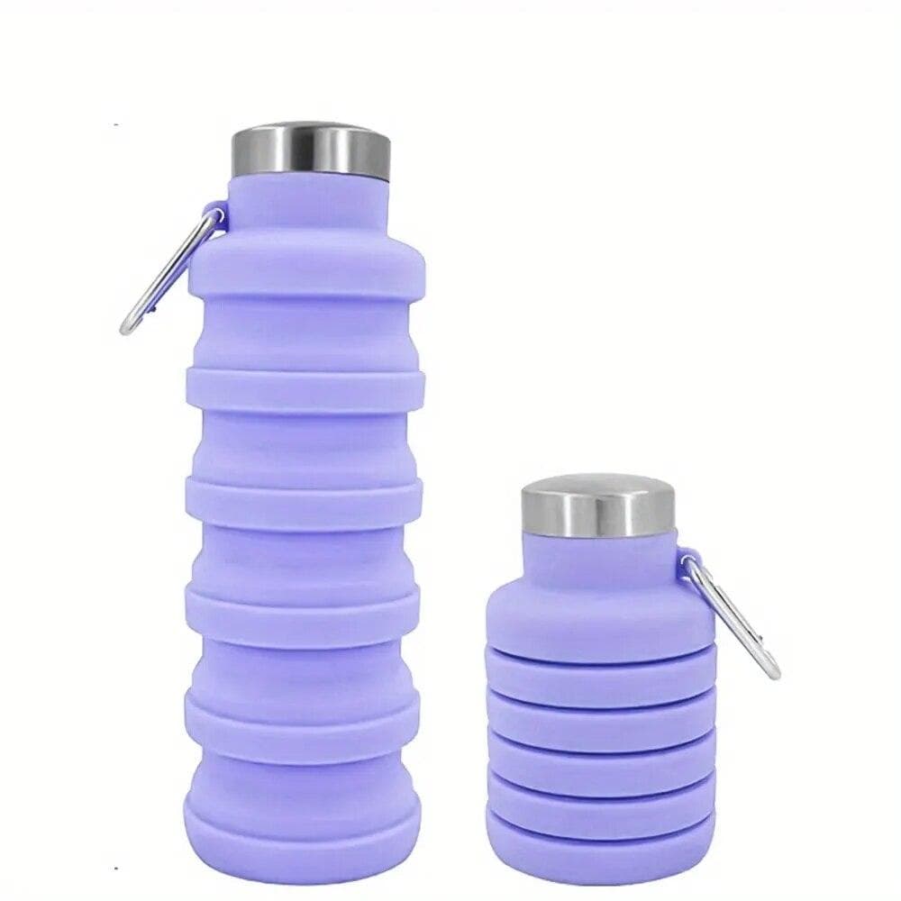 1Pc Collapsible Water Bottle Reuseable Silicone Foldable Bottles Outdoor Portable Drinking Bottle light purple