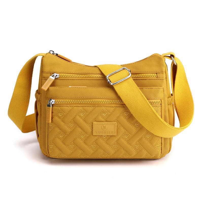 Women's Multi-compartment Shoulder Bag Creative Diamond Embroidery Thread Messenger Bag Large-capacity Water-repellent Nylon Bag one size yellow