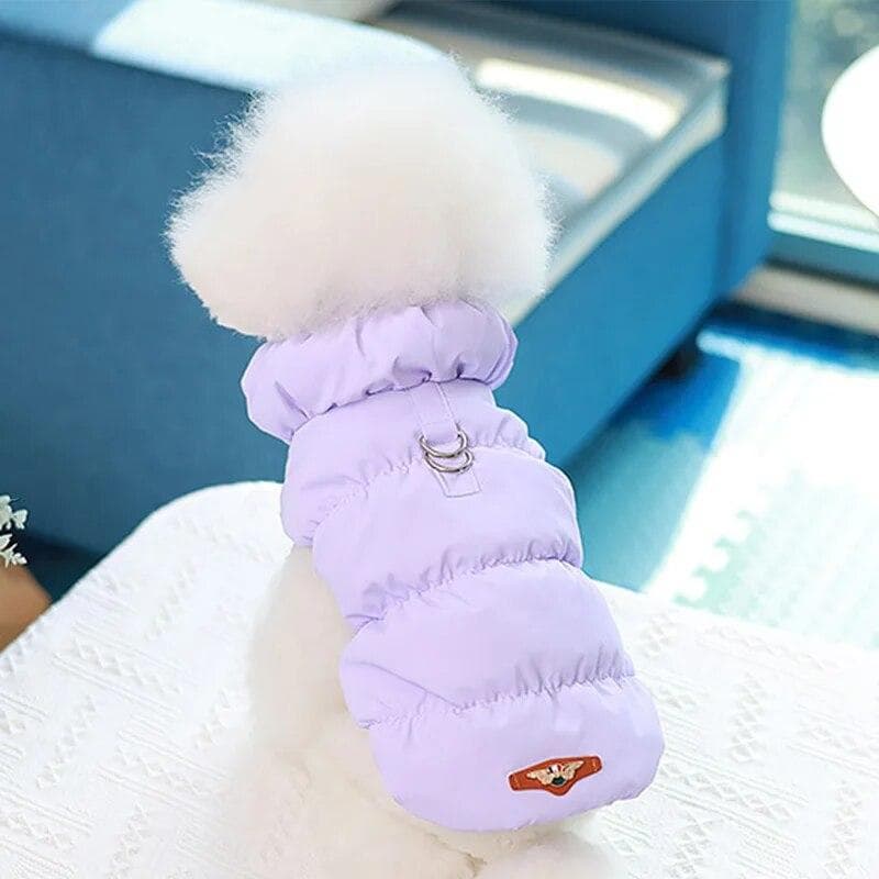 Winter Warm Dog Coat Soft Padded Pet Clothes for Small Medium Dogs Cats with D-ring Puppy Jacket Chihuahua French Poodle Outfit XS purple