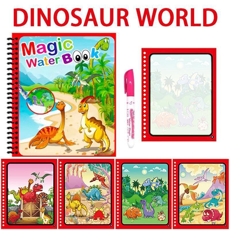 1 Pcs Watercolor Magic Book Early Education Toy Reusable Painting Cartoon Coloring Book Boy GirlMontessori Sensory Early Education Toy ZPG Diasour World