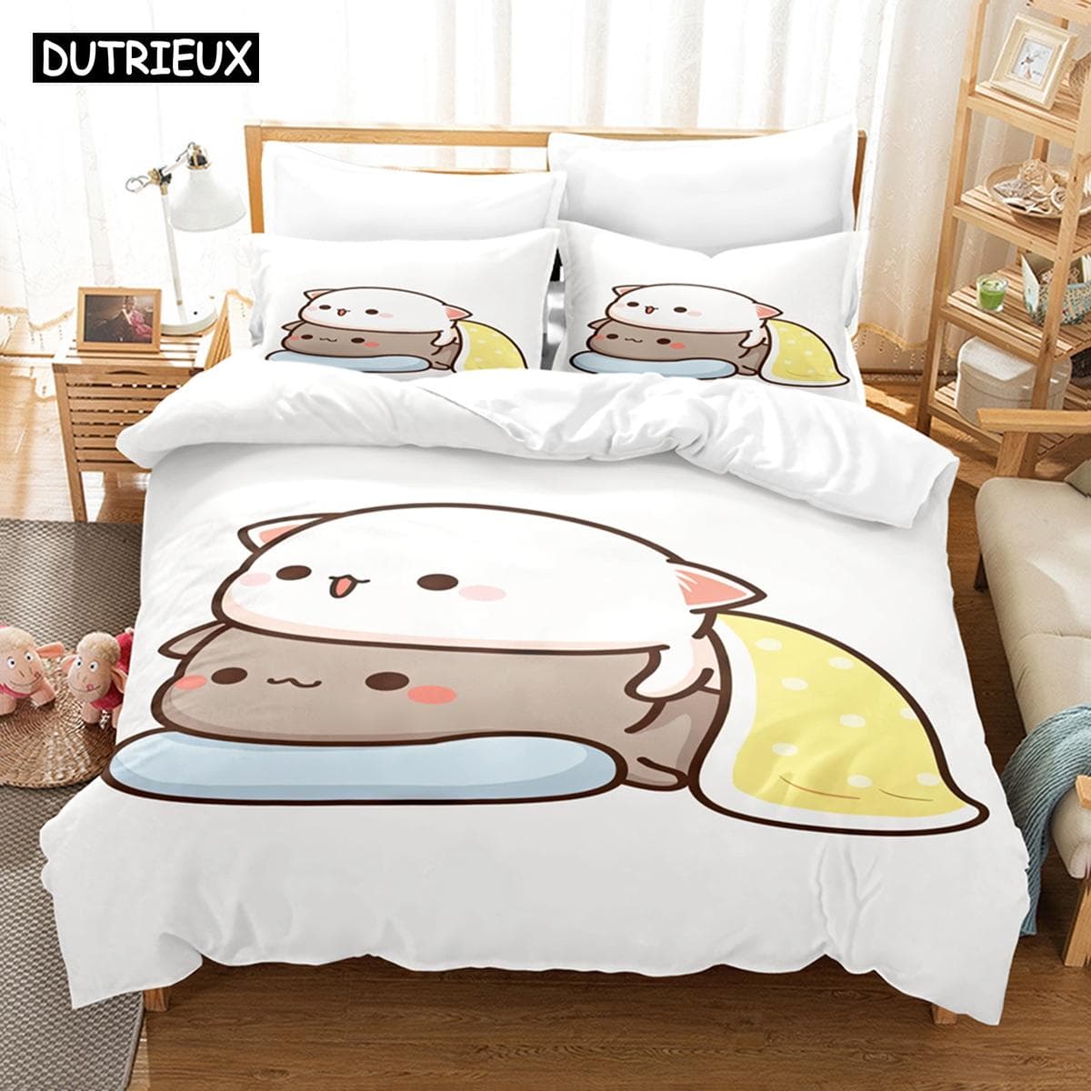 3D The Cute Cat Bedding Sets Duvet Cover Set With Pillowcase Twin Full Queen King Bedclothes Bed Linen EU single(135x200cm)
