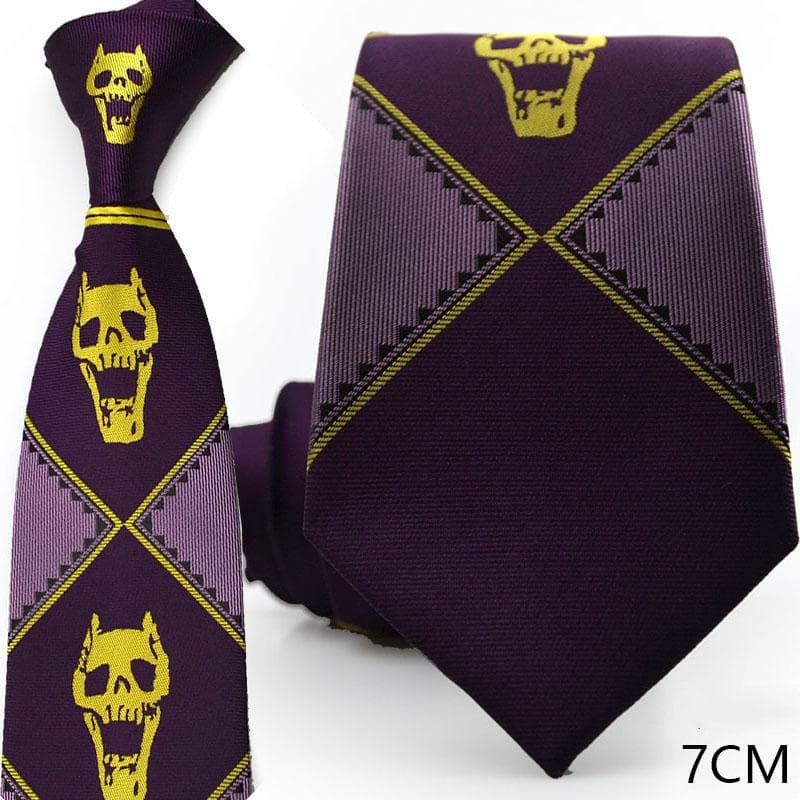 Anime stropdas JoJo Bizarre Adventure KILLER QUEEN Kira Yoshikage Skull Neck Tie Cosplay Kostuums Accessoires man vrouw 7cm purple