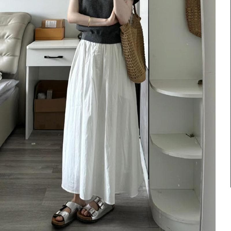 Yellow Temperament Skirt for Women In Spring and Autumn New High-waisted Slim A-line Long Skirt for Small Drooping Umbrella Skirt XL