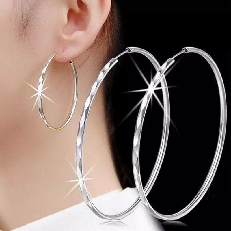 925 Sterling Silver 50MM Big Circle Hoop Earrings for Women Charms Party Wedding Jewelry Gift 50mm silver