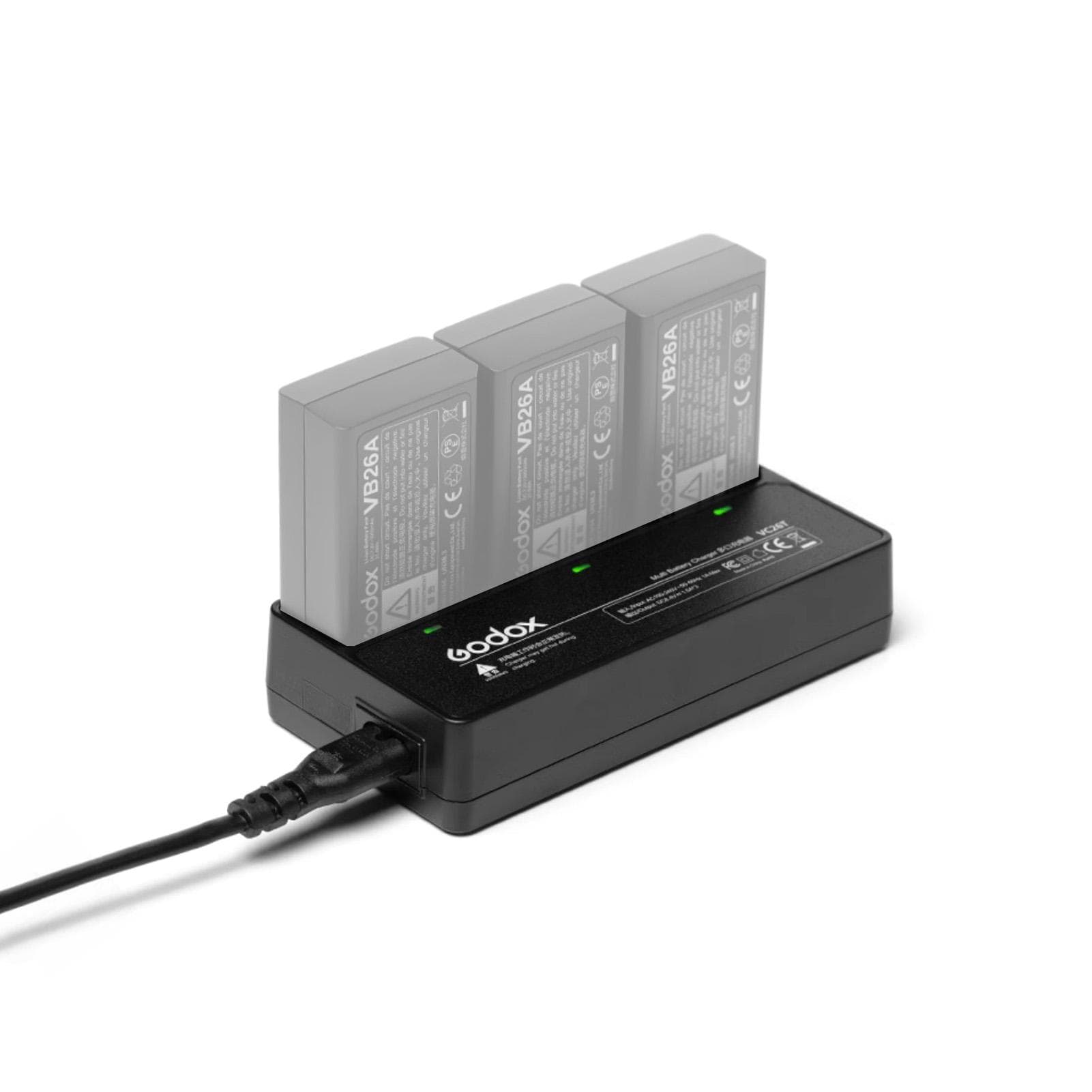 Godox VC26T 3-slot Battery Charger for Godox V1/ V860III Series Flash Speedlite Batteries UK Plug