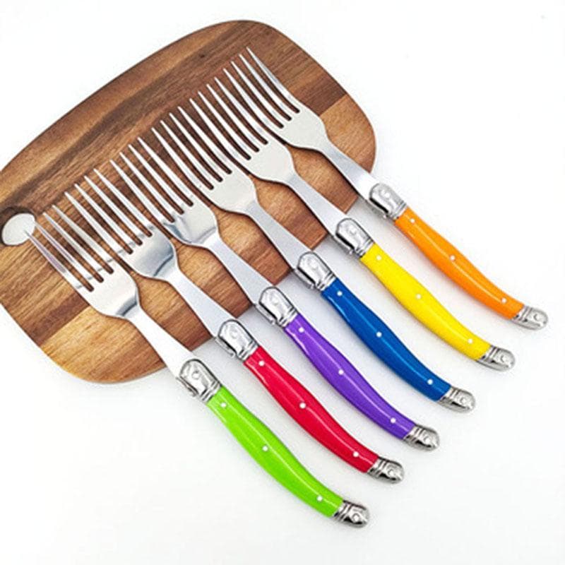 Jaswehome 6pcs Stainless Steel Steak Fork Set Dinnerware Bar Restaurant Western Kitchen Set Laguiole Dinner Cutlery Table Fork CHINA