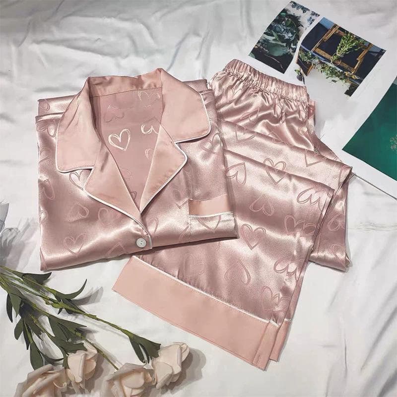 High-End Green Floral Lapel Pajamas Set for Women 2XL (130-145 jin)