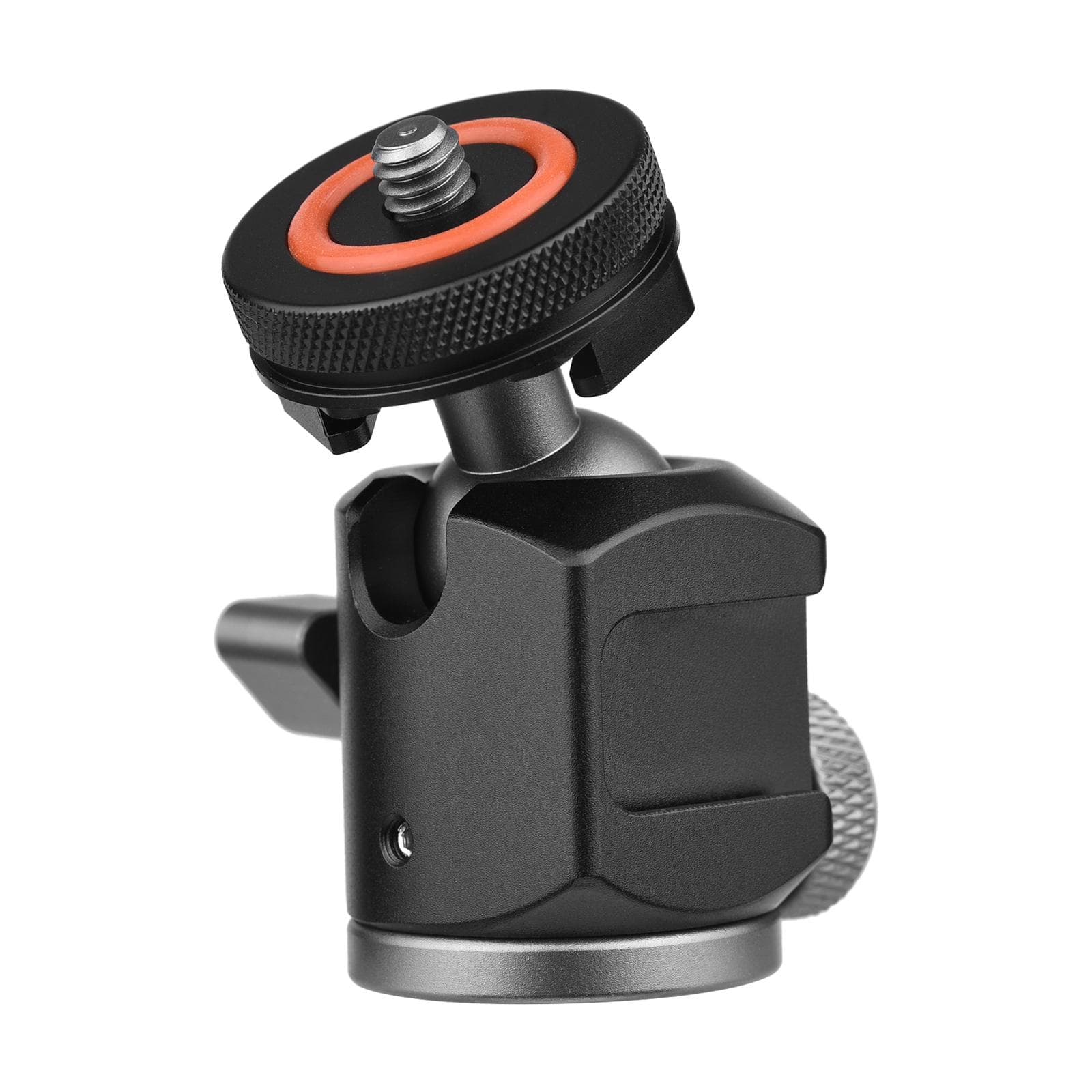 2-in-1 360 degrees Rotatable Dual Use Ball Head Cold Shoe Mount Mini Ball Head with 1/4 Screw Extra Cold black