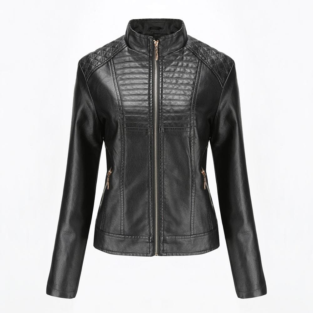 PU Women's Leather Jacket Women's Leather Jacket Casual Spring and Autumn Coat L