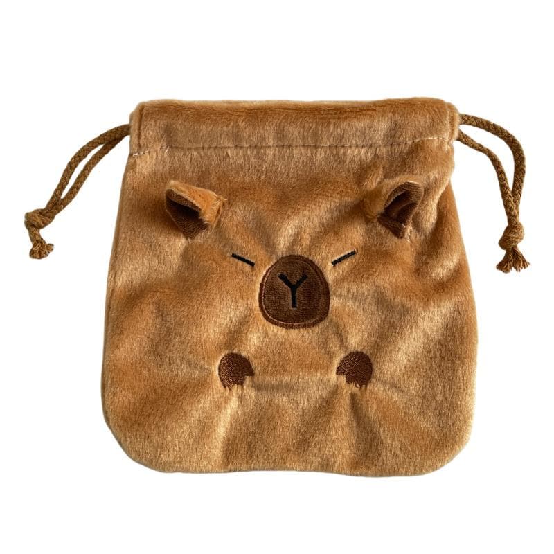 Cute Cartoon Capybara Cosmetic Pouch Large Capacity Capybara Plush Storage Bags Kawaii Portable Drawstring Storage Bag Gifts