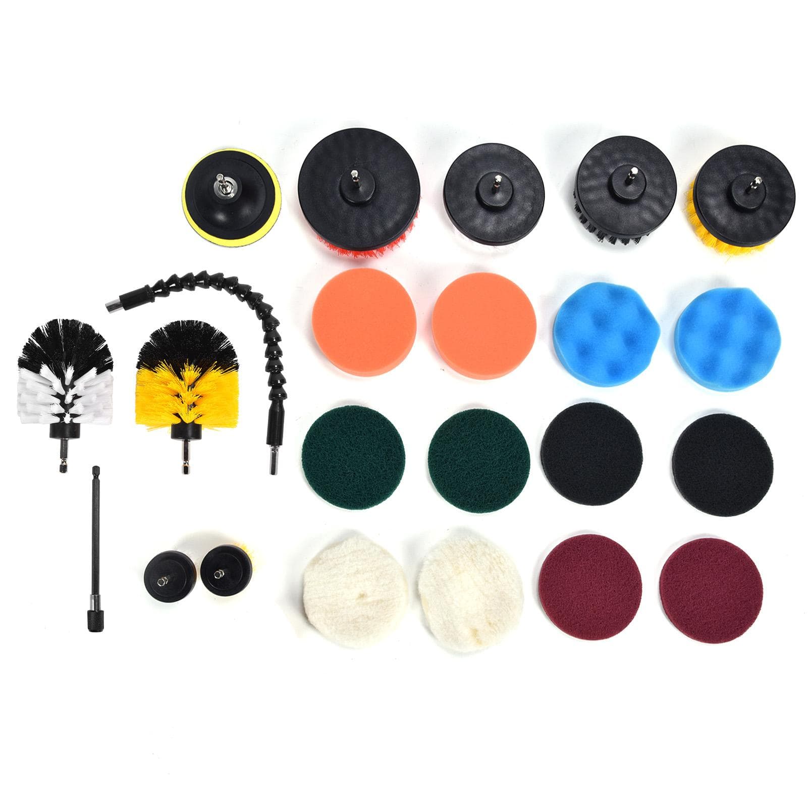 23PCS Drill Brush Attachment Set for Household Cleaning with Brushes Scouring Pads Sponge