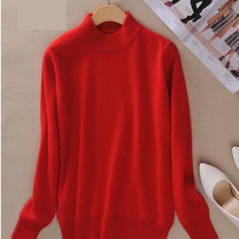 CANVAUS Women Sweaters Pullovers Sweater Women Pullovers Pull Femme Half Turtleneck S-3XL 3XL red