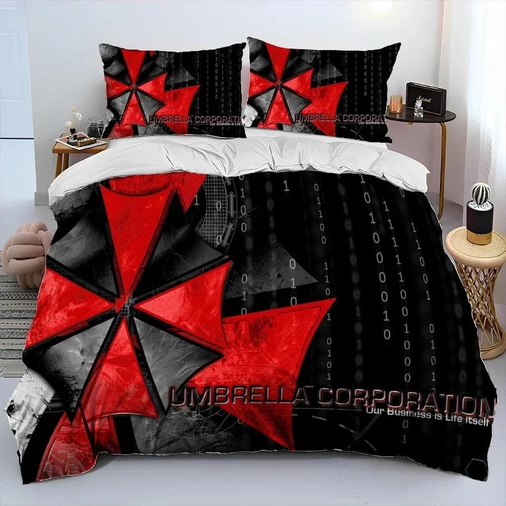 3D R-Resident Evil Games Gamer Comforter Bedding Set,Duvet Cover Bed Set Quilt Cover Pillowcase,king Queen Size Bedding Set Boys 135x200cm 2pcs