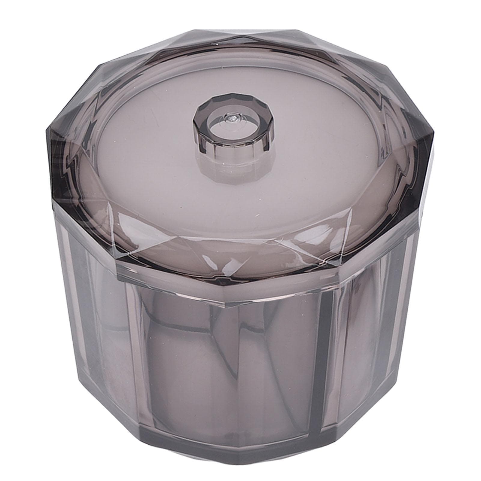 Qtip Holder Dispenser for Floss Picks Transparent Black Acrylic 3 Compartments Dust Water Resistant