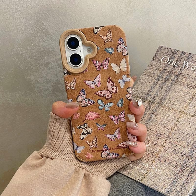 Autumn and Winter Leather Full Screen Butterfly Suitable for Apple 16promax Mobile Phone Case IPhone 15 Protective Case 14/13 iPhone X
