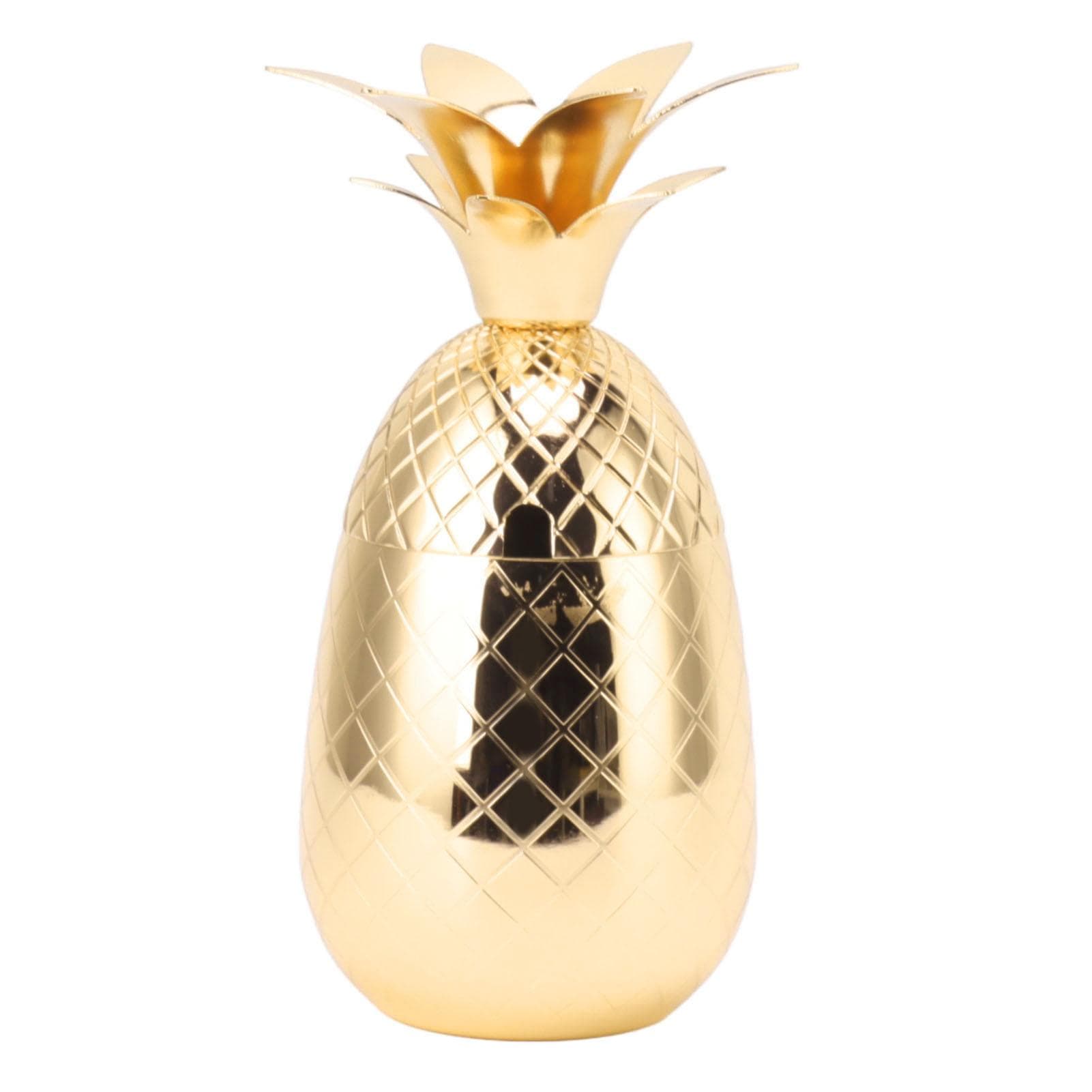 Cocktail Shaker Pineapple Shape Stainless Steel Polished Smooth Surface 500ml for Home Bar yellow