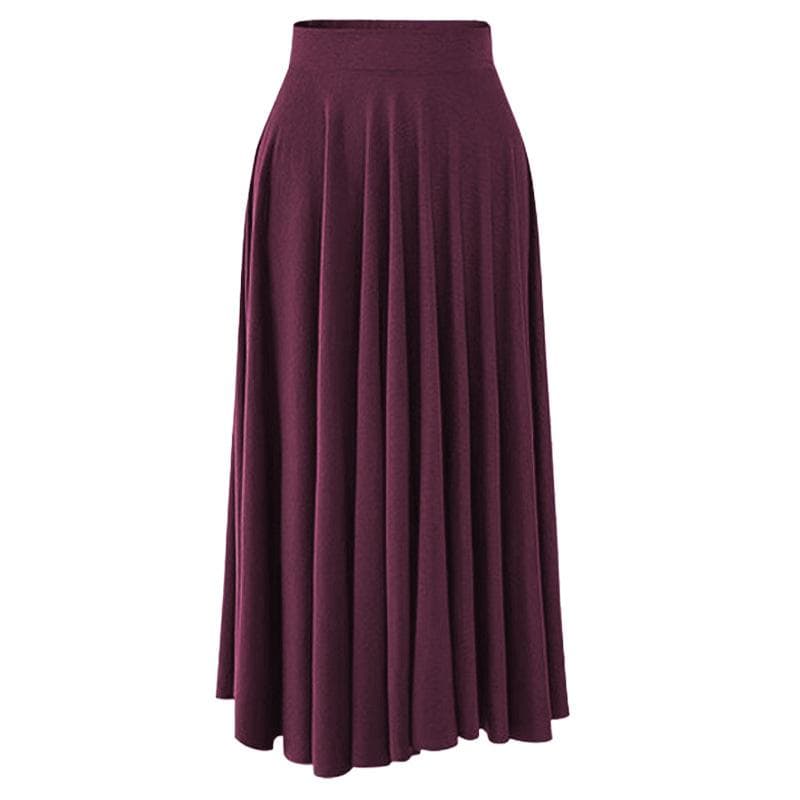 Summer New Loose Large Size Skirt Medium and Long Big Swing Skirt High Waist Pleated Umbrella Skirt 8XL burgundy