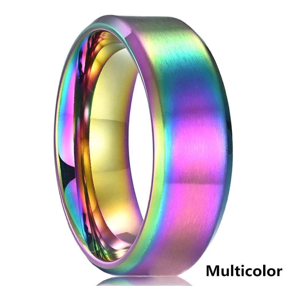 Classic Jewelry Accessories 8mm Stainless Steel Men Ring Brushed Surface Beveled Edge Rings for Men 10 multicolour