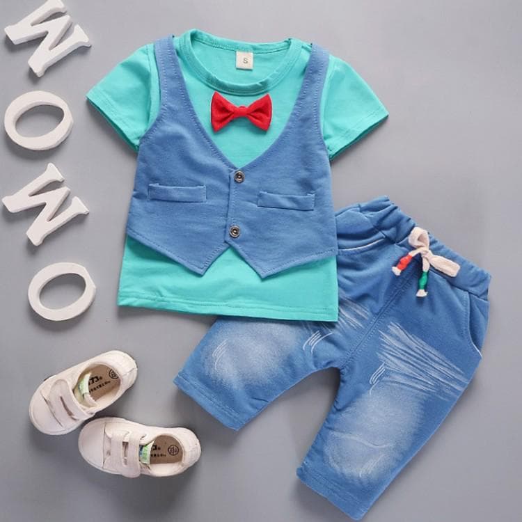 Toddler Baby Boys Outfits Short Sleeve T-shirt+Pants Gentleman Clothes Set S