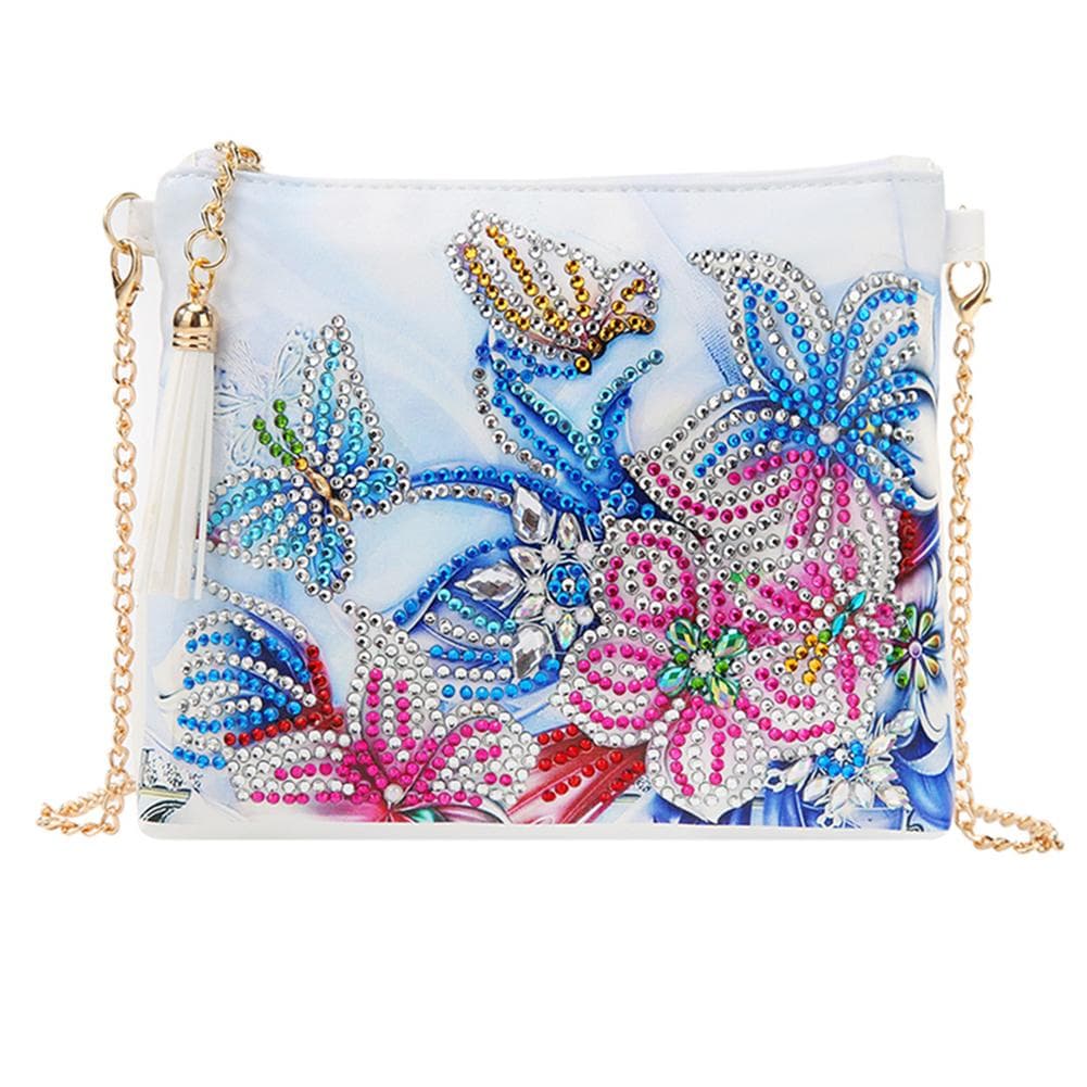 Diamond Painting Wallet White PU Leather Make Up Chain Bag DIY Hand Made Craft Women Gift