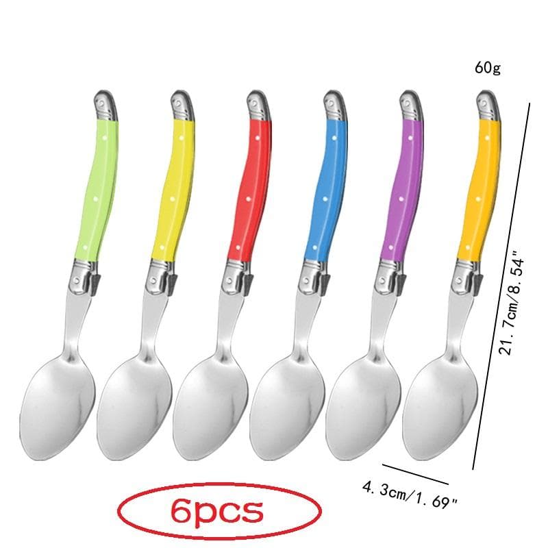 6pcs Laguiole Steak Forks Rainbow Dinner Fork set Colorful Cutlery Table Fork Stainless Steel Bar Dinnerware Restaurant Home kit