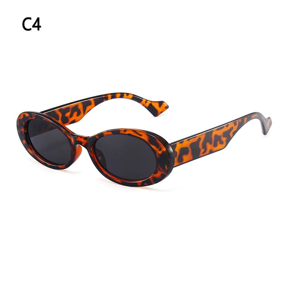Leopard Jelly Color Small Oval Sunglasses for Women Trendy Shades UV Protection Other