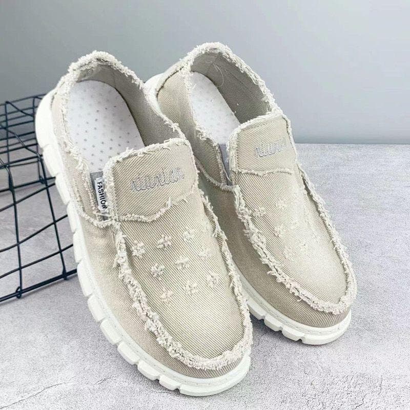 Old Beijing Cloth Shoes Men's Canvas Shoes Small Daisy Men's Shoes Slip-on Casual Shoes Breathable Beggar Shoes 45 grey