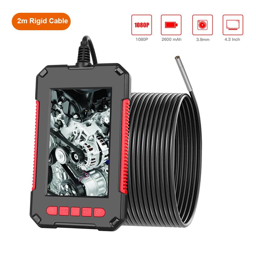 P40 Portable Handheld Industrial Endoscope Borescope Inspection Camera IP67 Waterproof 3.9mm Lens 2m Rigid Cable red