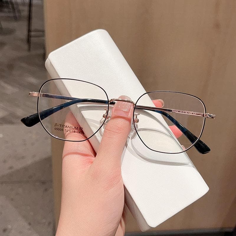 Online Celebrity Metal Art Retro Polygon Glasses Frame Women Can Be Equipped with Glasses.
