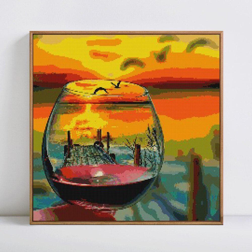 Diamond Painting Full Round Scenic Cup Sea Diamond Embroidery Mosaic Full Display Picture 20X30CM