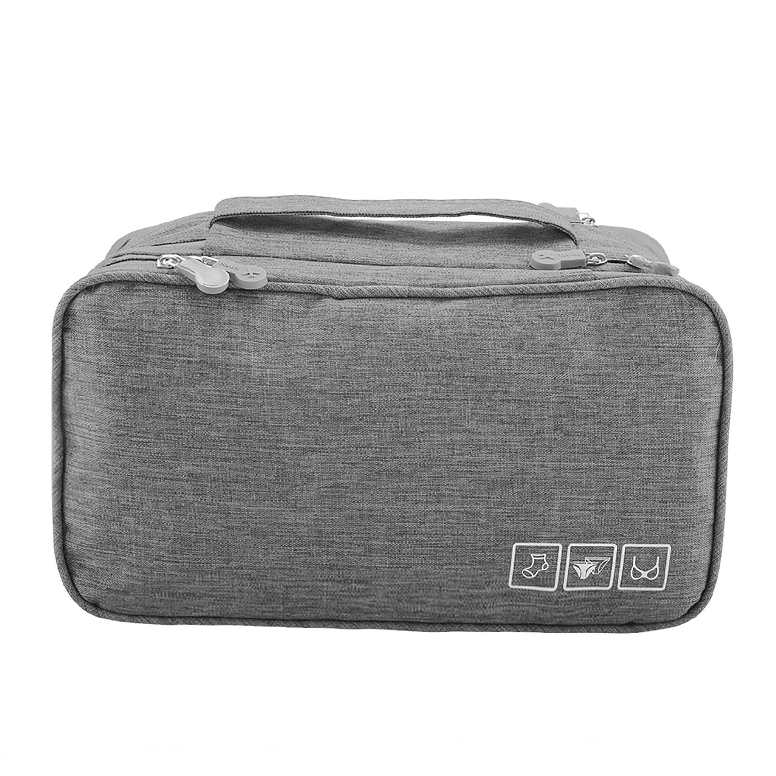Portable Travel Storage Organizer Waterproof Underwear Bra Socks Bag USB Case(Grey) Gray