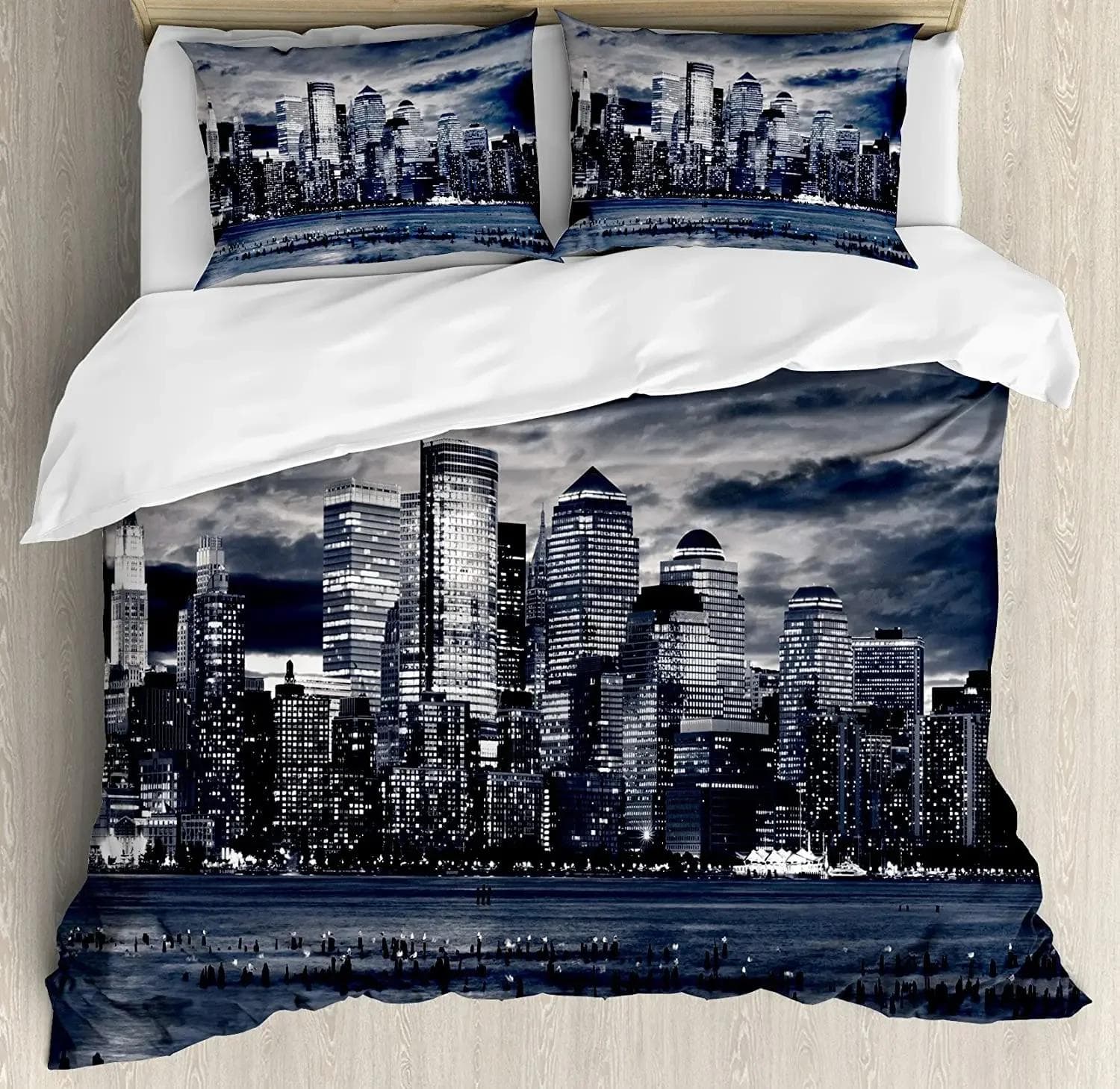 New York Bedding Set For Bedroom Bed Home New York City Collage Featuring with Different Duvet Cover Quilt Cover And Pillowcase EU single(135x200cm)