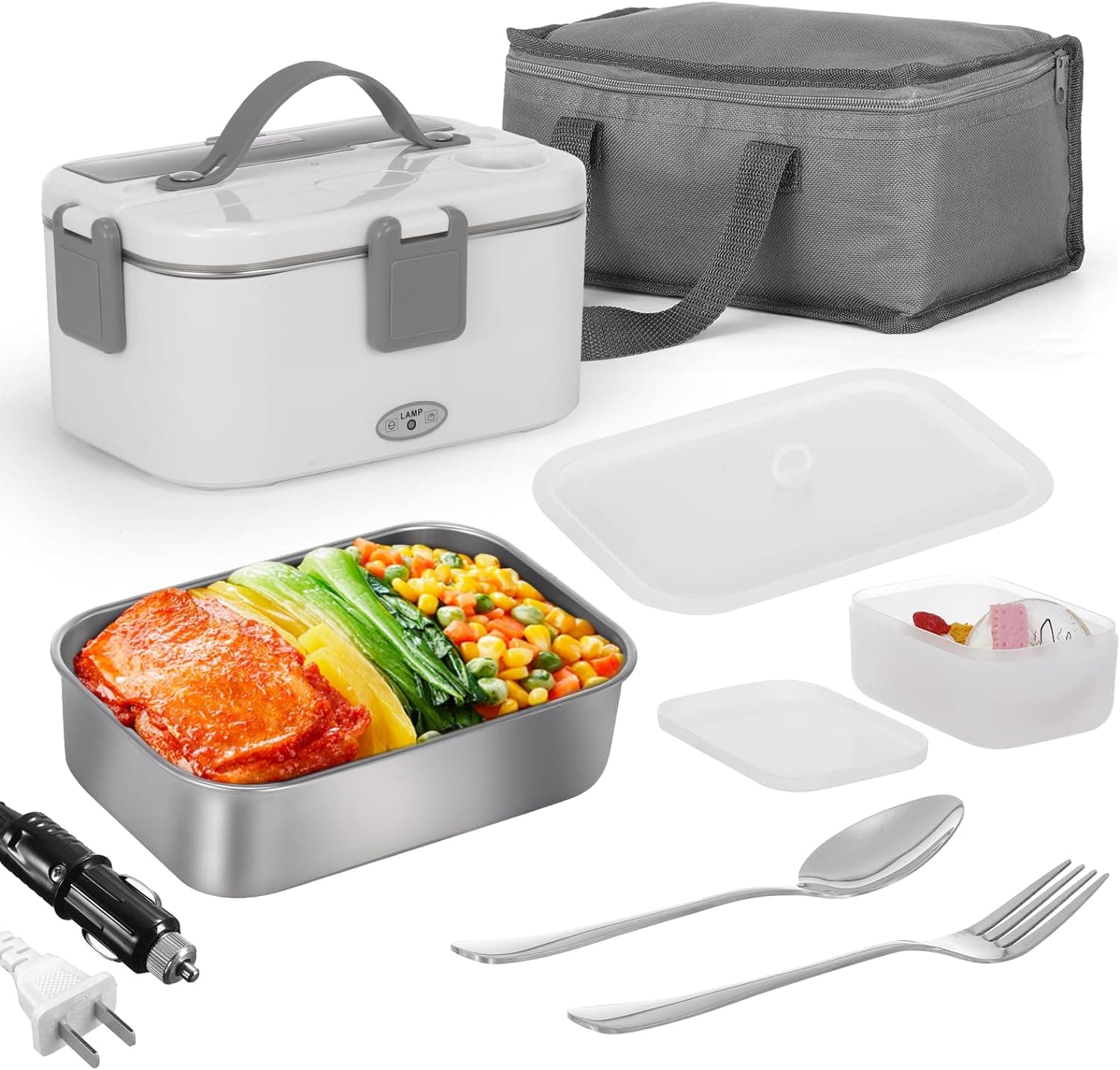 Aoresac Electric Lunch Box 80W Food Heater for Adults/ 12V/24V/110V Portable Food Warmer for
