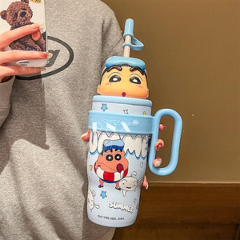 Snoopy New Doll Insulation Cup Creative Ice Bar Cup Portable Handle Outdoor Sports Water Cup Men and Women Students Cup 800ml blue